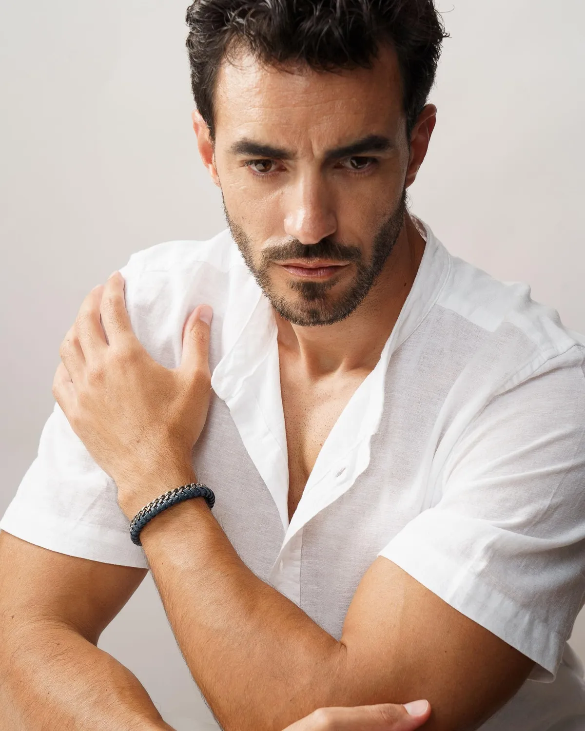 Dada Gioielli Bracciale Uomo Blu Pelle Acciaio