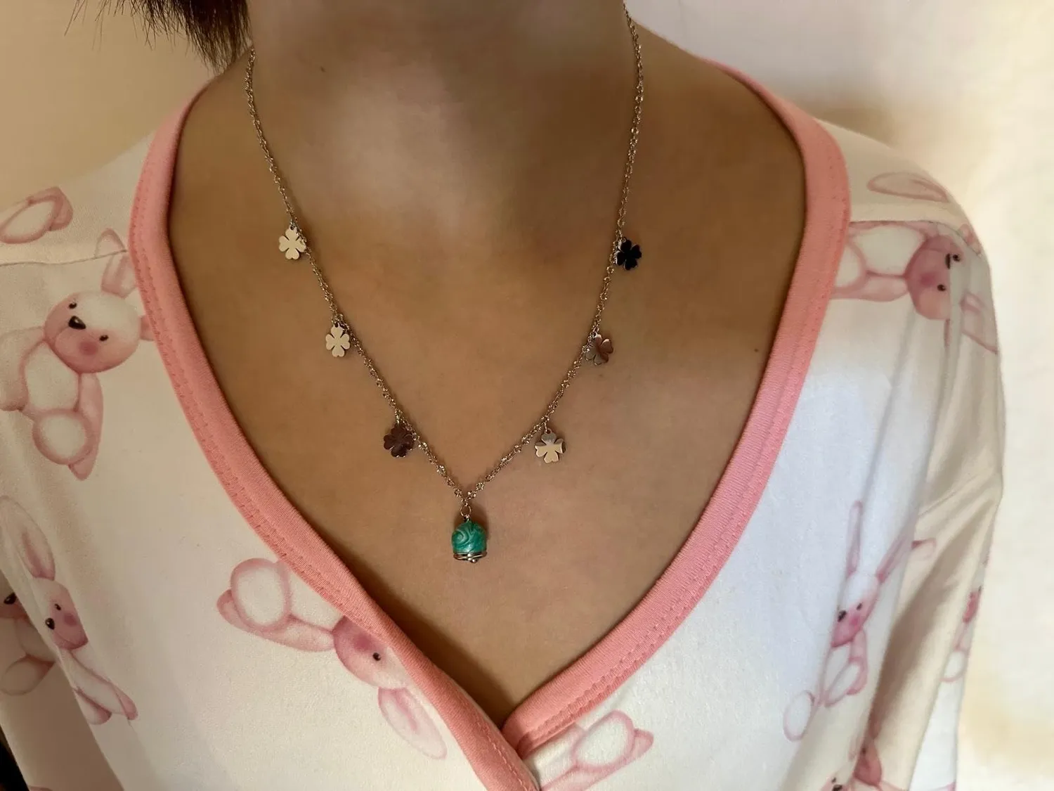 Dada Gioielli Capri Campanella Collana Turchese Quadrifoglio Acciaio