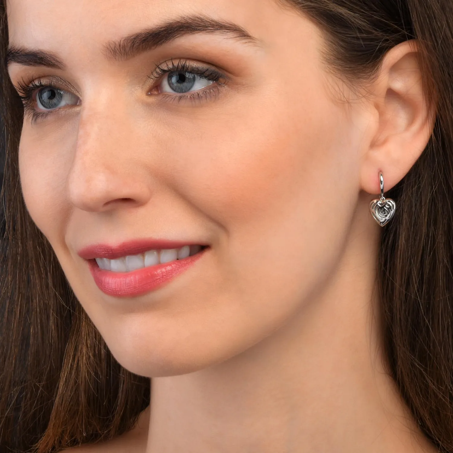 Diamond Treats Orecchini Cuore Pendenti Argento 925 Gancio