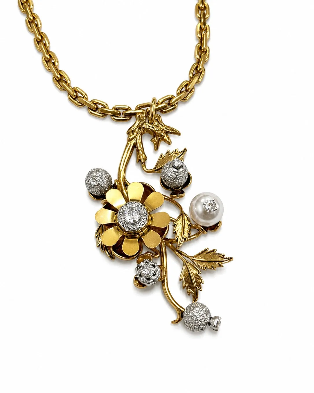 Rada Collana Ramo Fiorito Gioiello collana cristallo oro antico