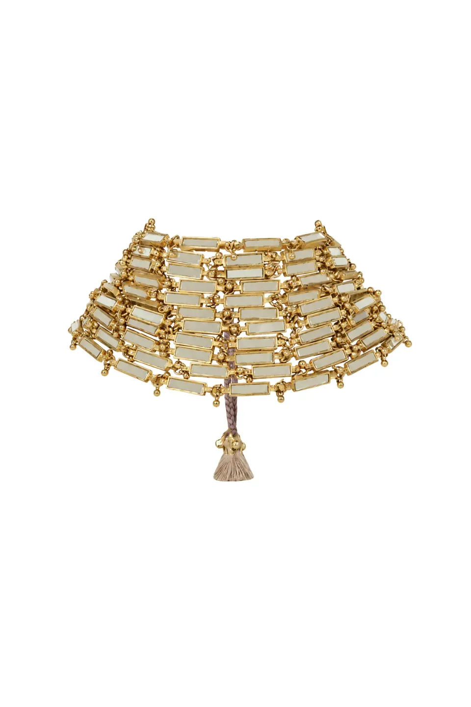 House of Tuhina Mirror Link choker oro maglia specchio