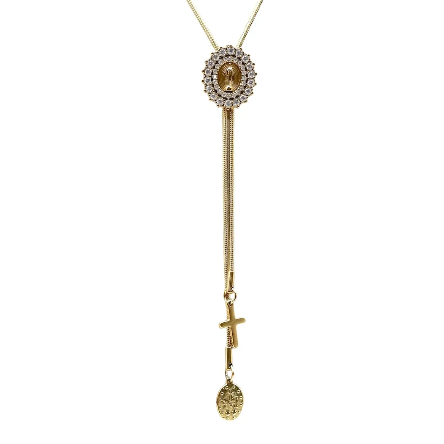 Ornamenta Medaglia Miracolosa scorrevole collana gold zirconi