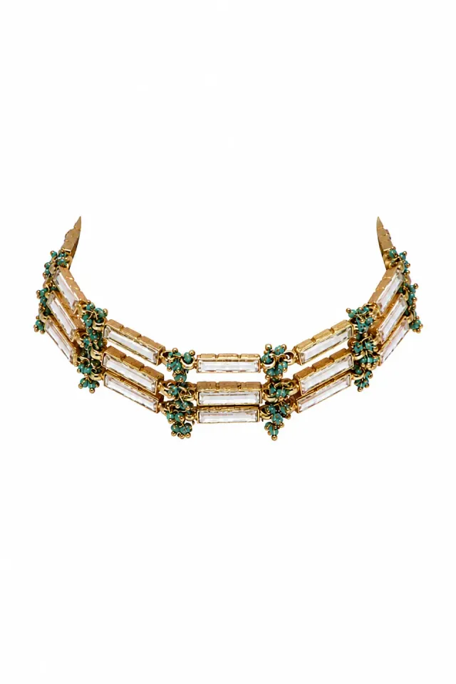 House of Tuhina Qabeela Mirror Gold collana 3 strati
