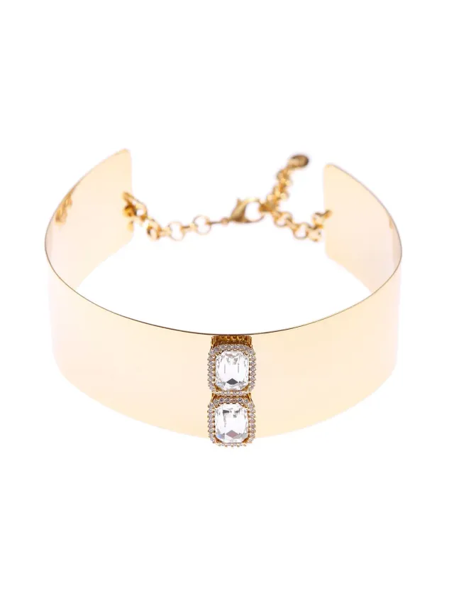 Rada Choker Alto in Metallo Collana Argento rigida