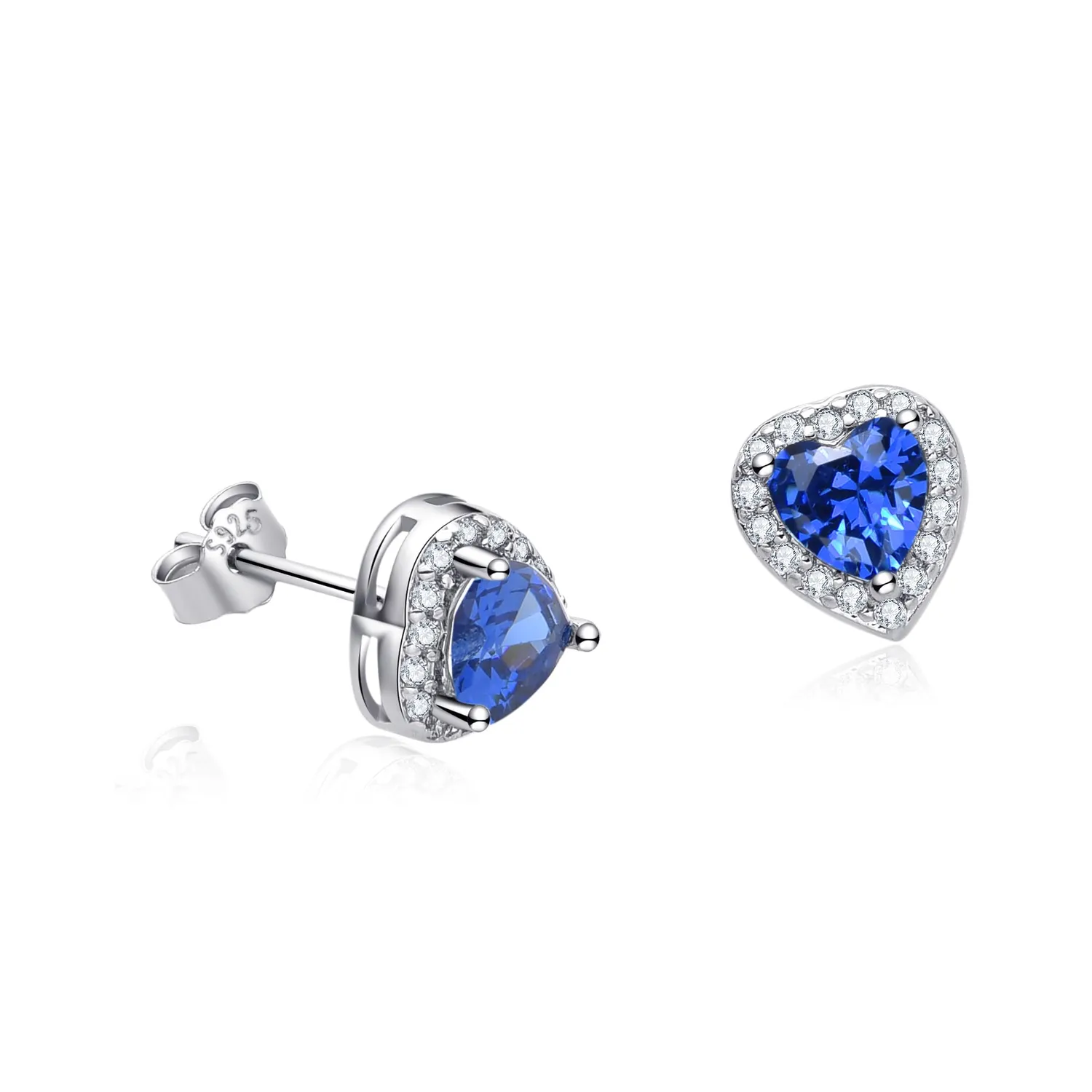Dada Gioielli Punto Luce Orecchini Cuore 8mm Zaffiro Argento