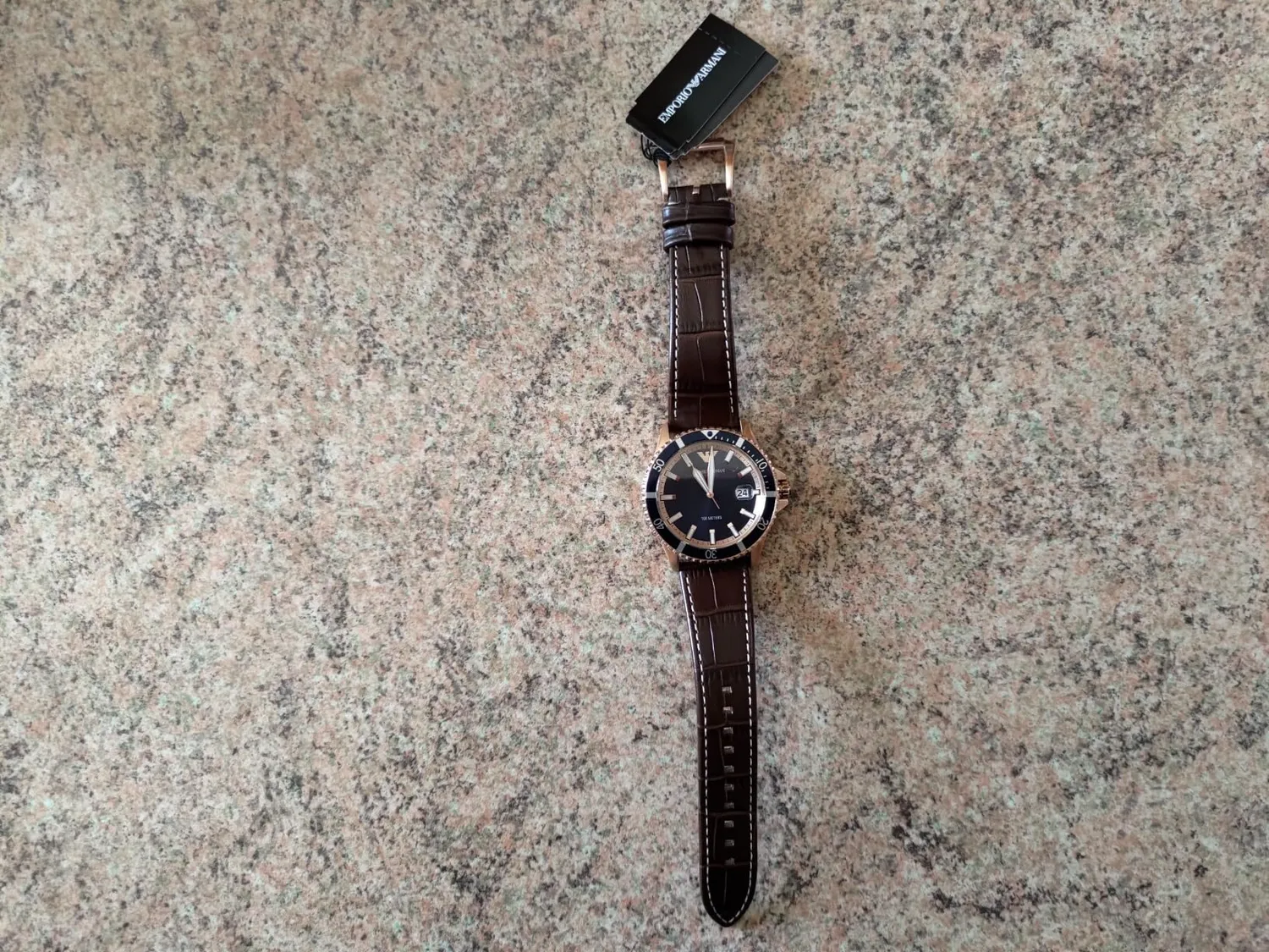 Emporio Armani AR11556 orologio uomo 42mm pelle marrone