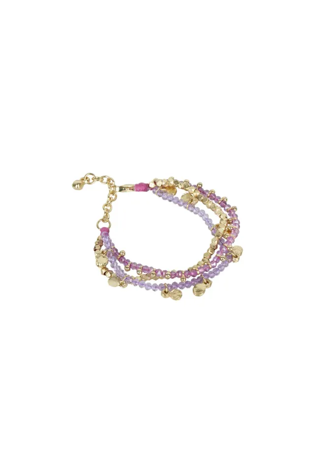House of Tuhina Gamini bracciale lilla oro sole fatto a mano