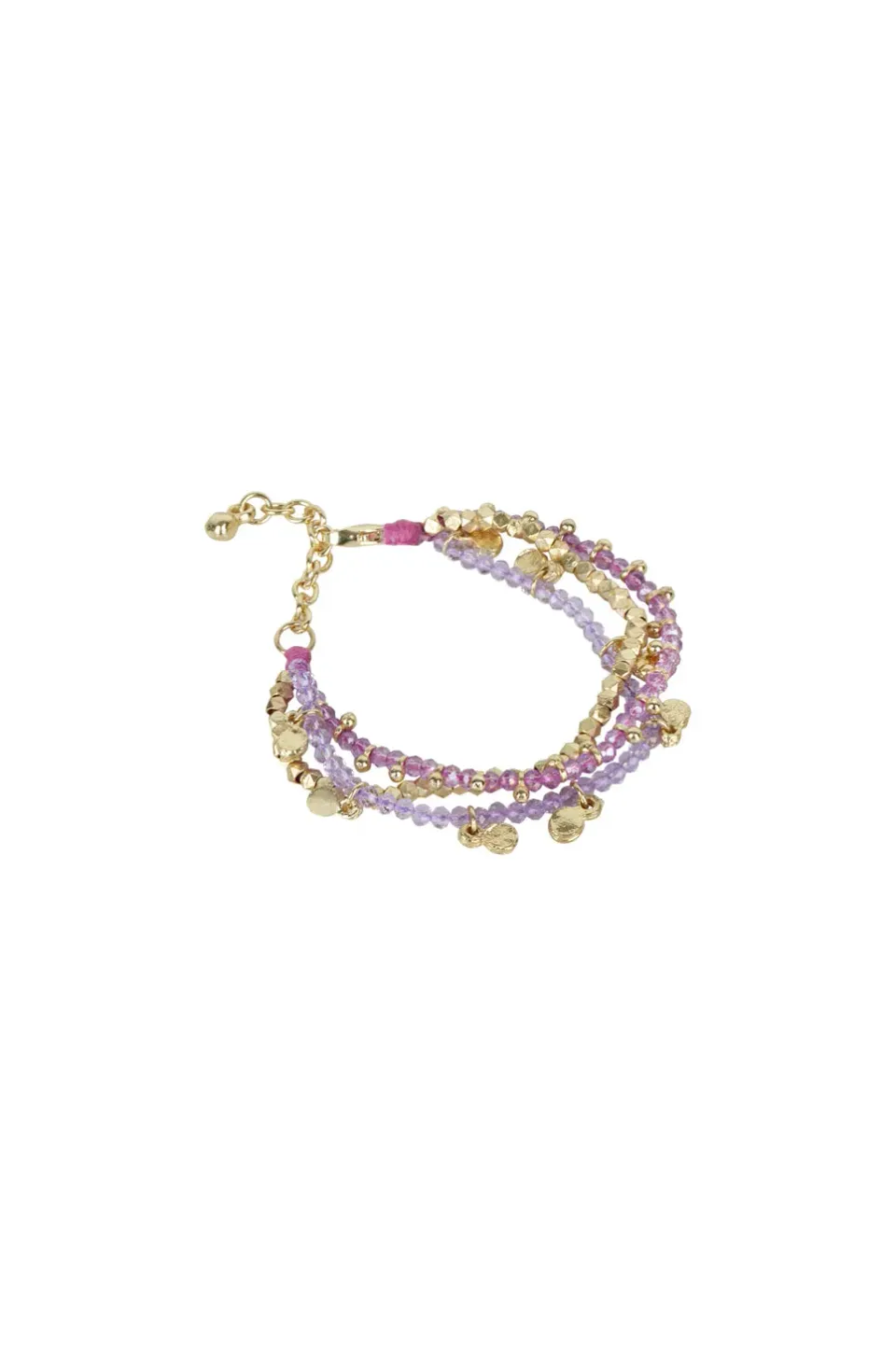 House of Tuhina Gamini bracciale lilla oro sole fatto a mano