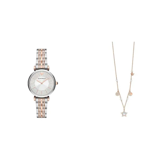 Emporio Armani set orologio donna bicolore con collana