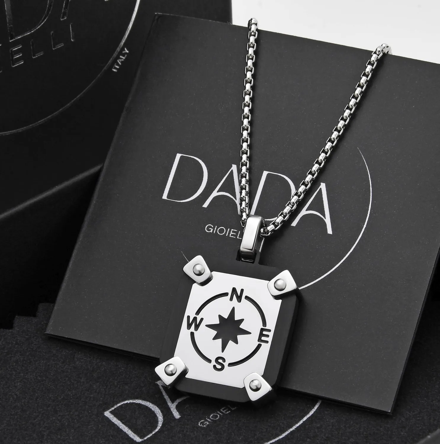 Dada Gioielli Rosa dei Venti collana uomo acciaio nera