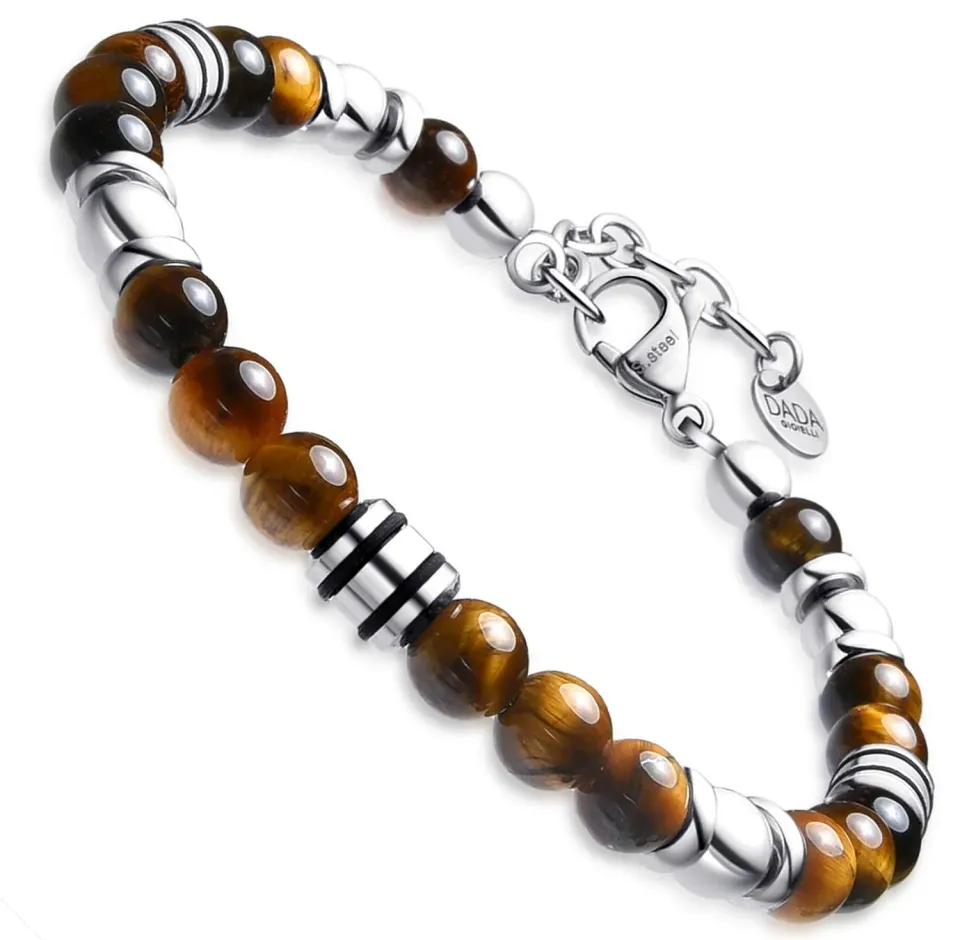 Dada Gioielli Bracciale Uomo Occhio di Tigre Pietra Naturale 6mm