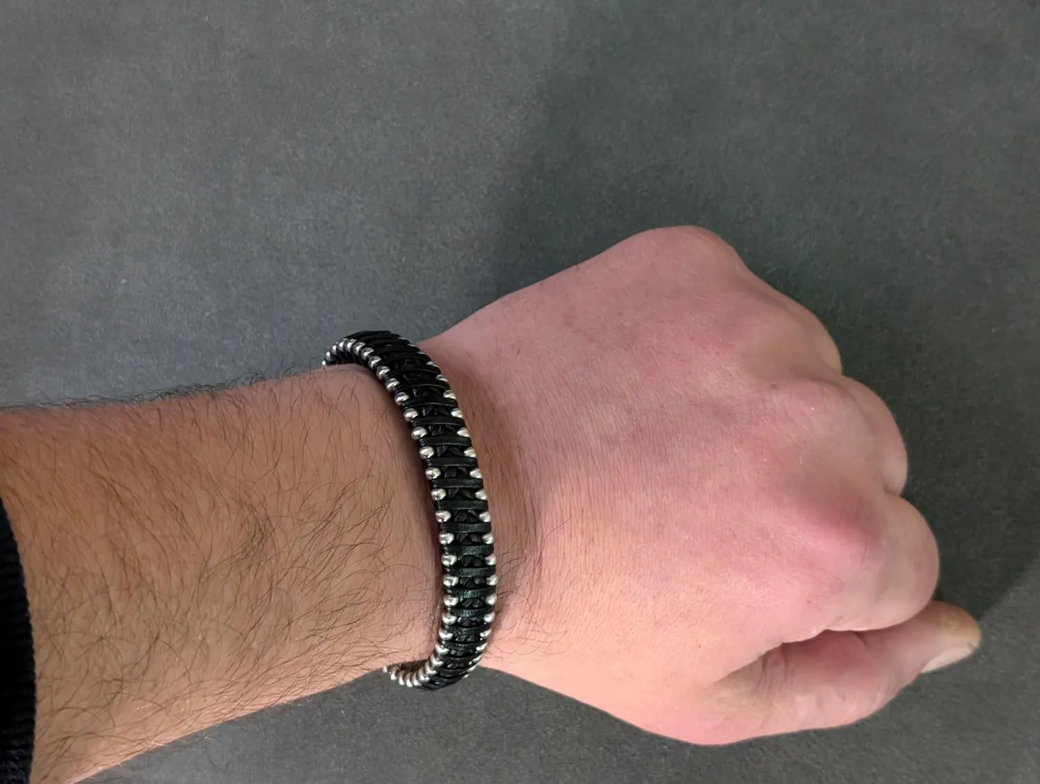 Dada Gioielli Bracciale Uomo Pelle Argento Satinato