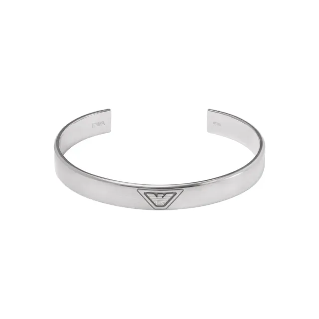 Emporio Armani Bracciale Bangle Aperto Uomo Argento Acciaio