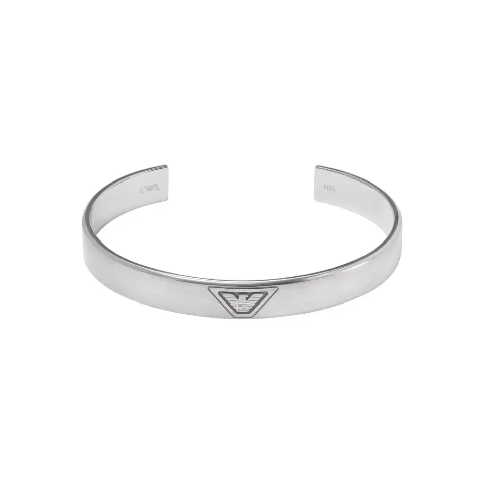 Emporio Armani Bracciale Bangle Aperto Uomo Argento Acciaio