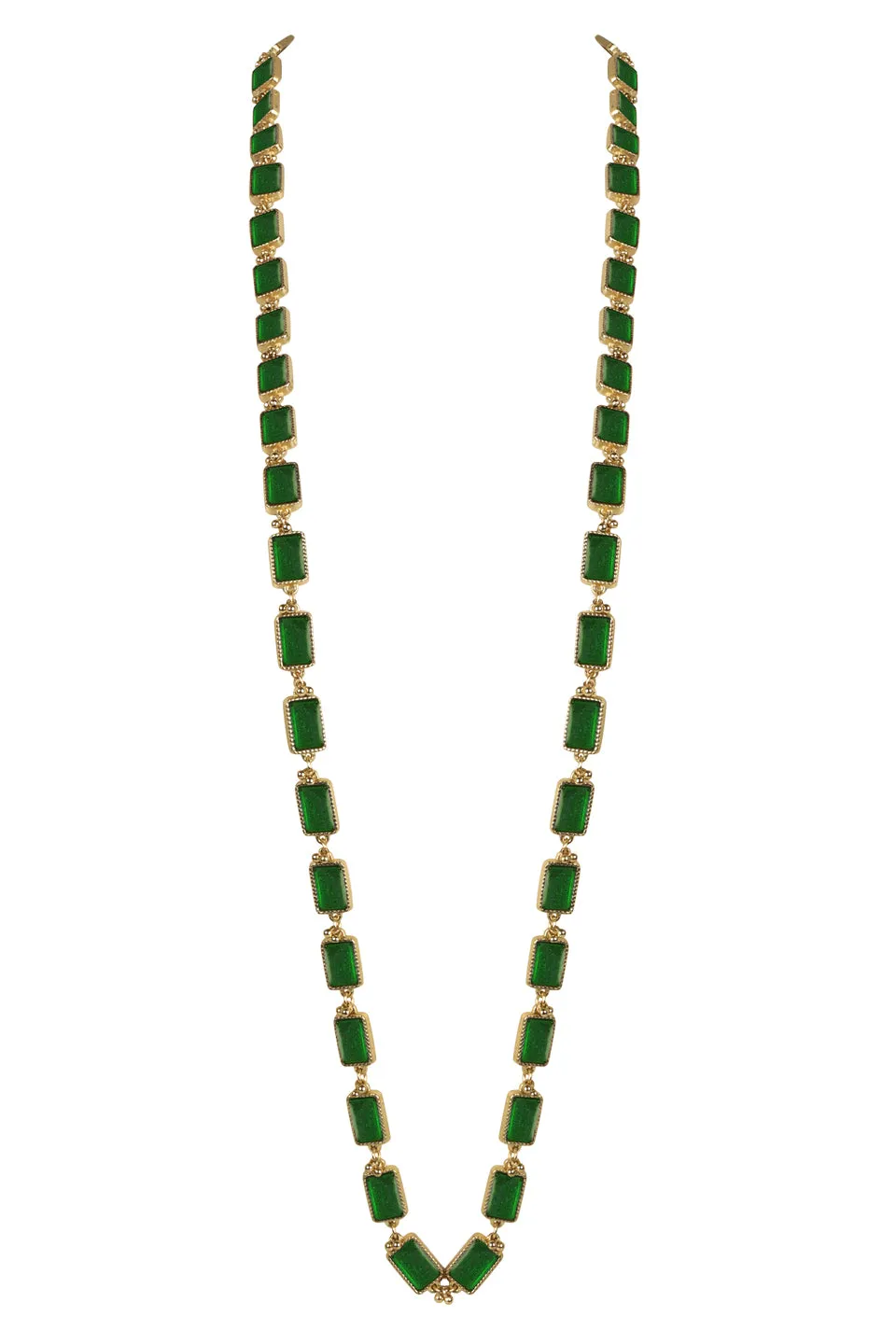 House of Tuhina Medha Collana Glass Leaf Green smalto