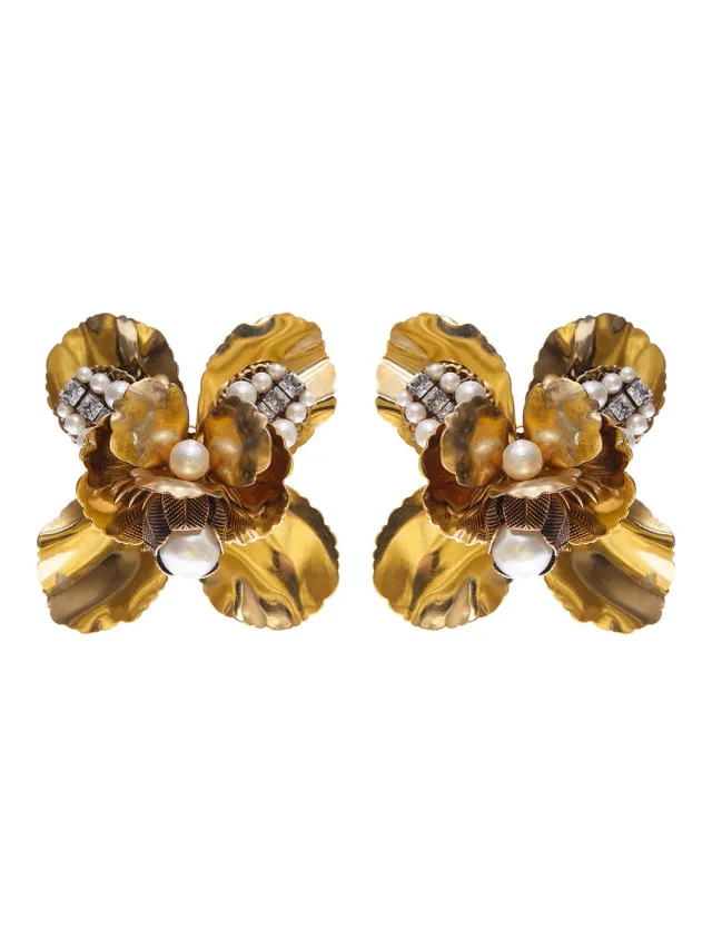 Rada Fiore Maxi orecchini con cristallo e perle