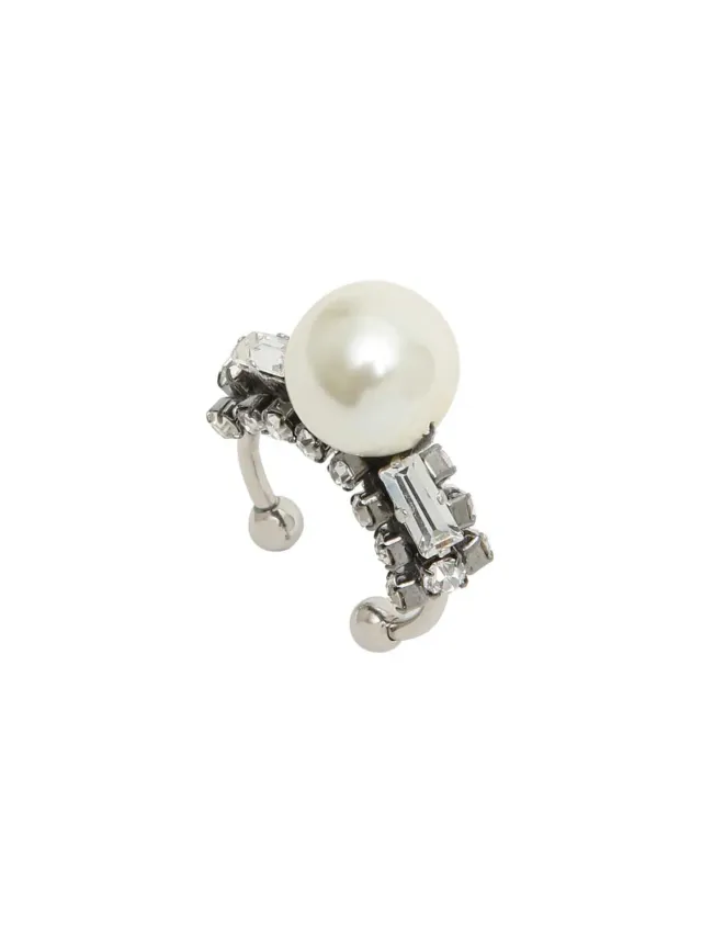 Rada anello perla centrale silver strass