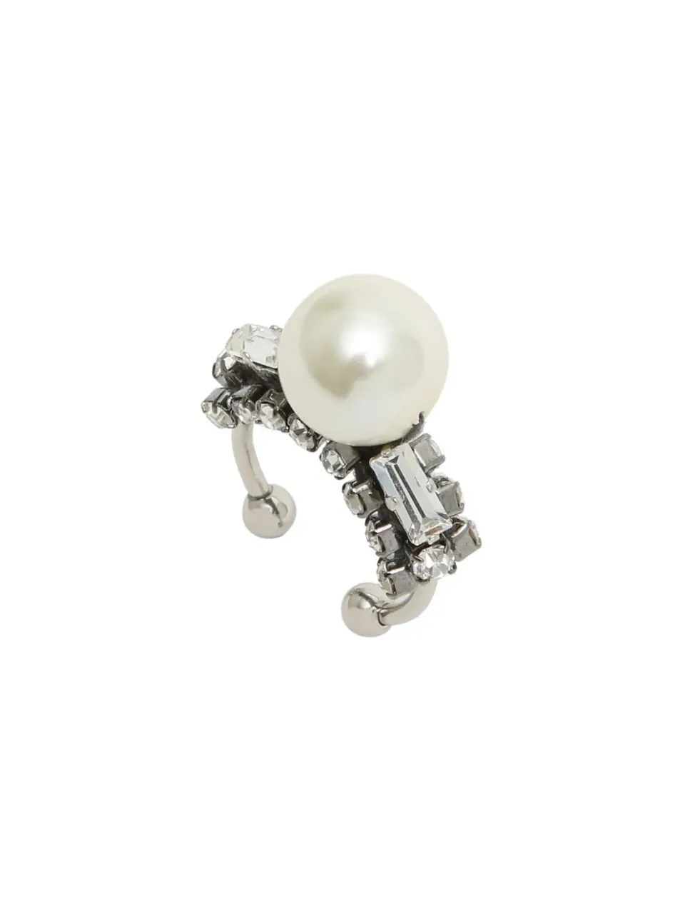 Rada anello perla centrale silver strass