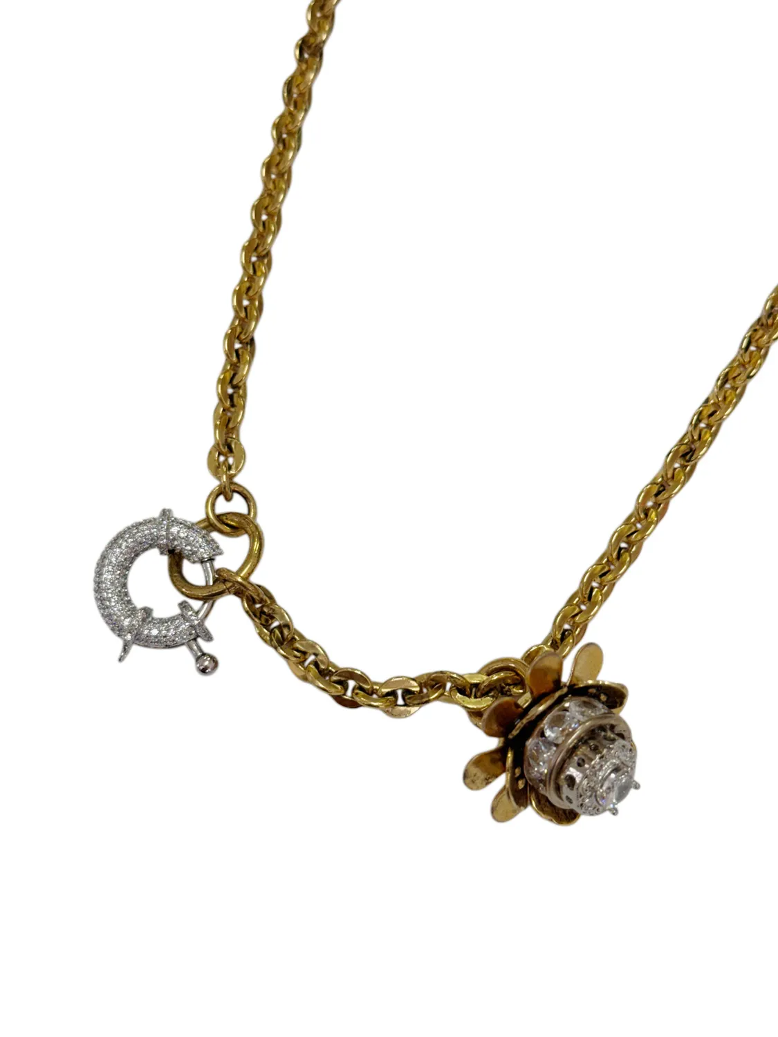 Rada Collana Gold Doppio Charm Fiore e Moschettone