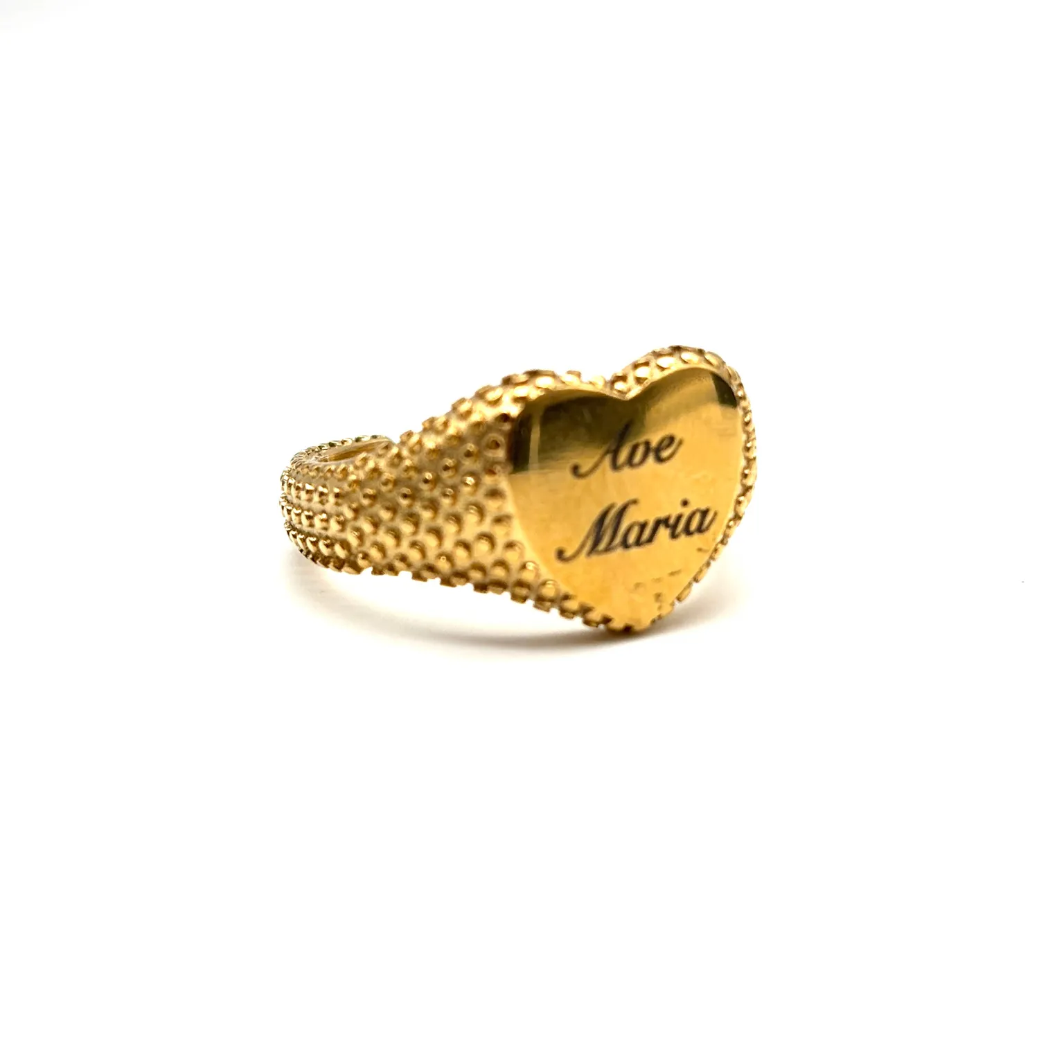 Ornamenta Ave Maria anello acciaio oro regolabile