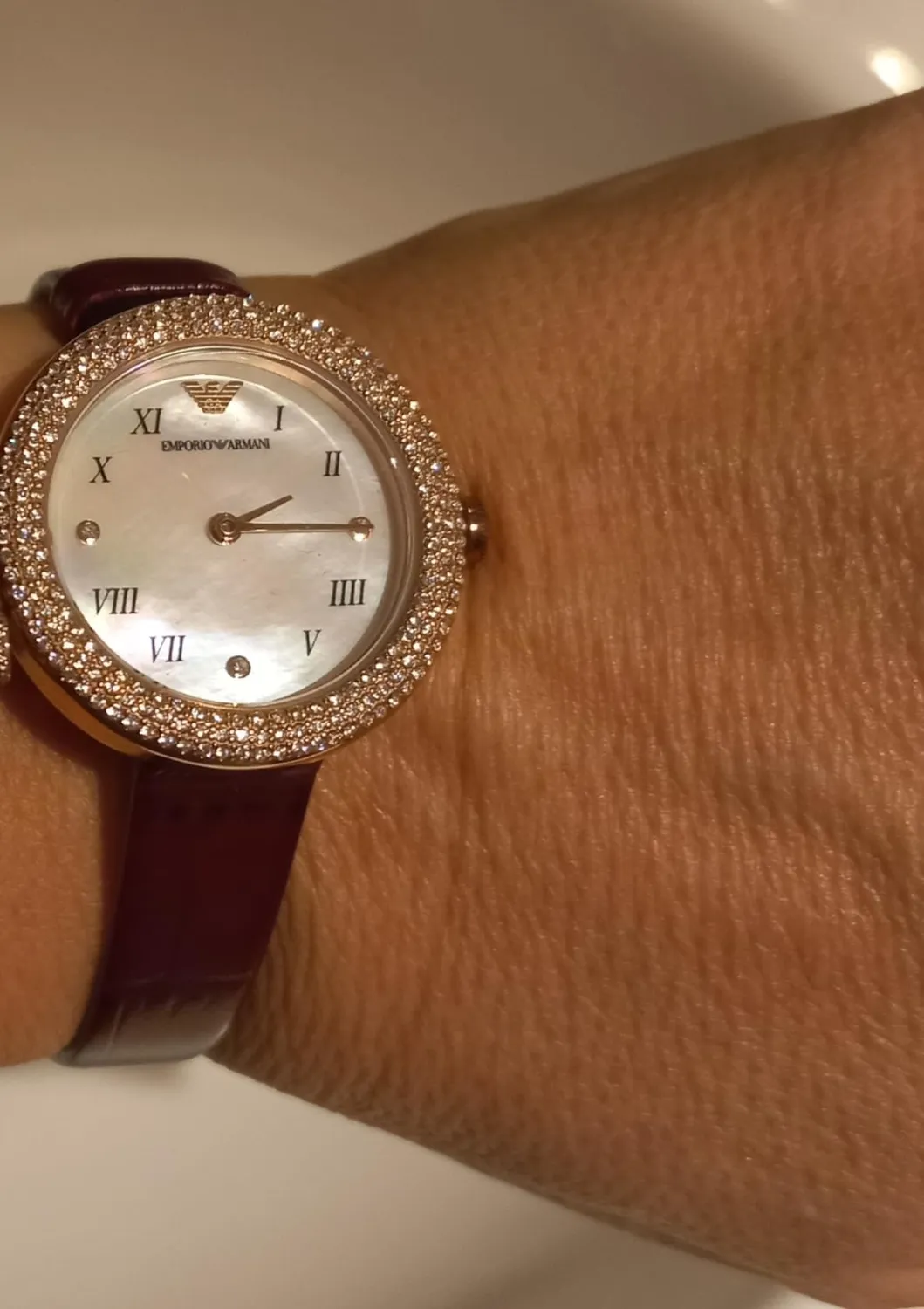 Emporio Armani AR11357 orologio donna madreperla pelle rossa 30 mm