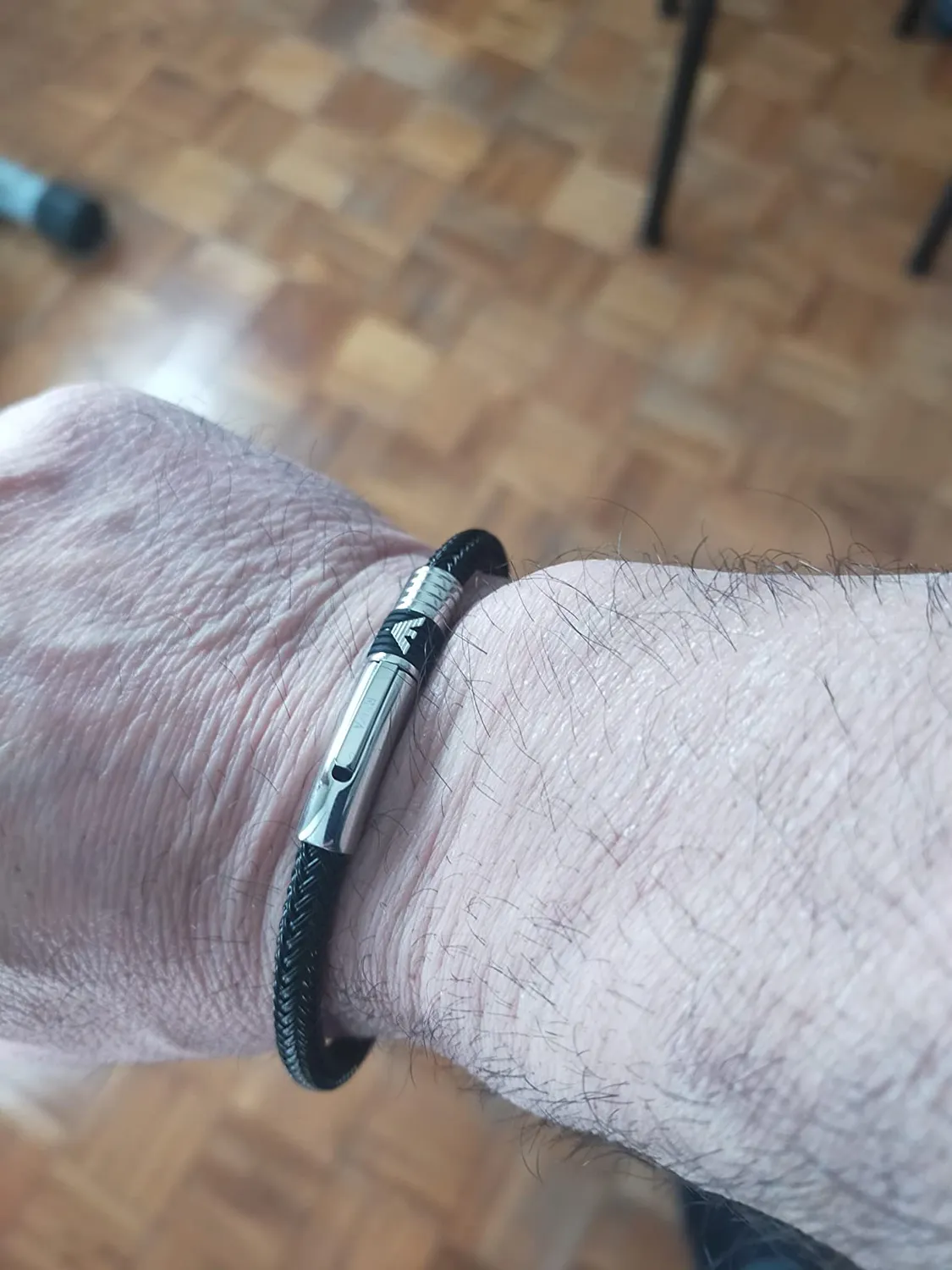 Emporio Armani bracciale uomo argento acciaio