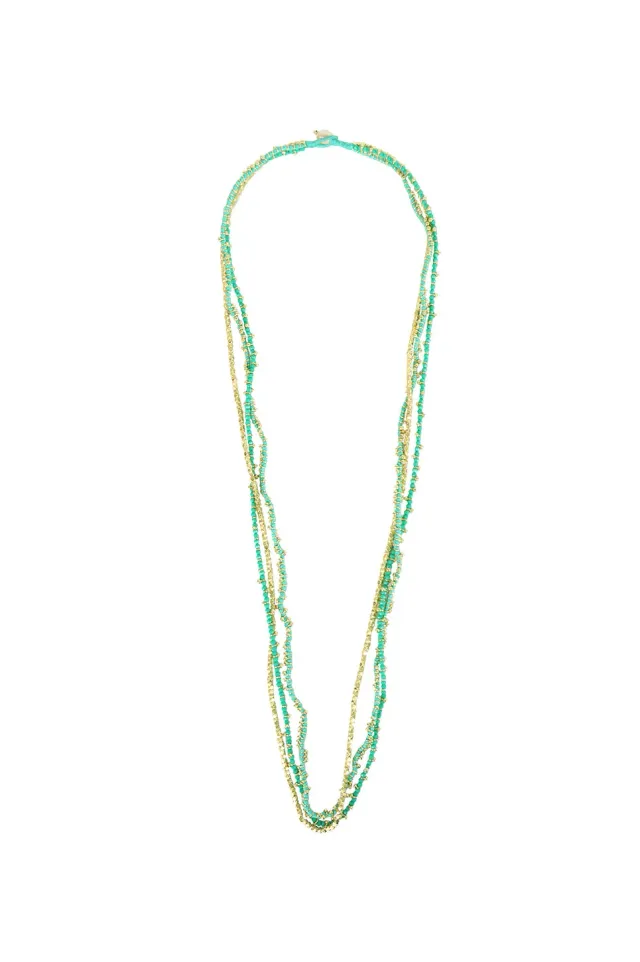 House of Tuhina Mohini girocollo verde mare oro sole