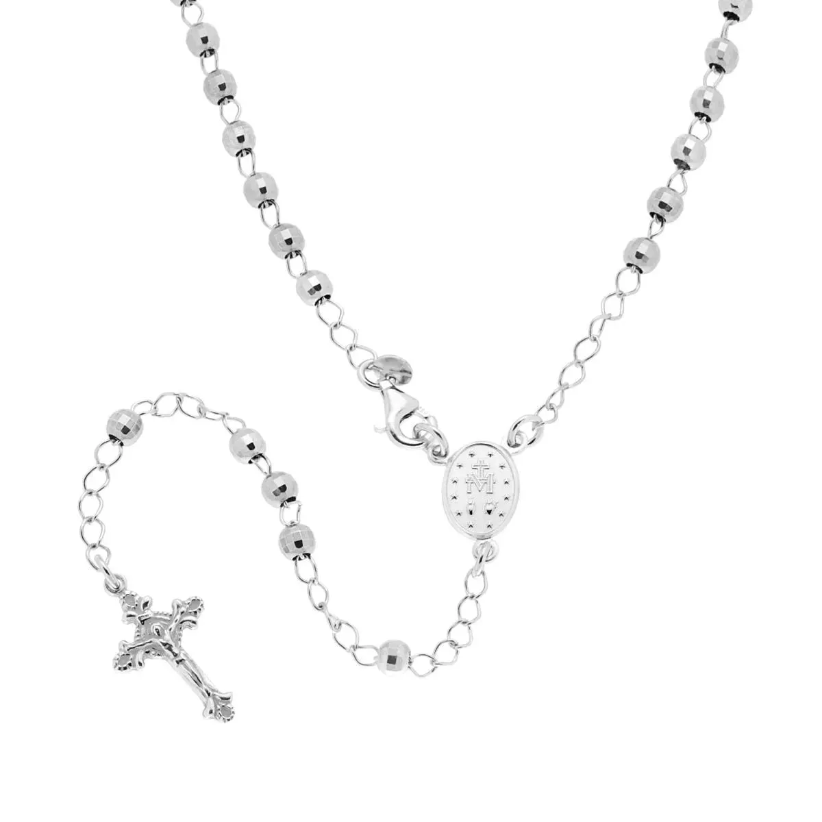 Ornamenta Rosario Pallina Diamantata collana argento 925 50 cm