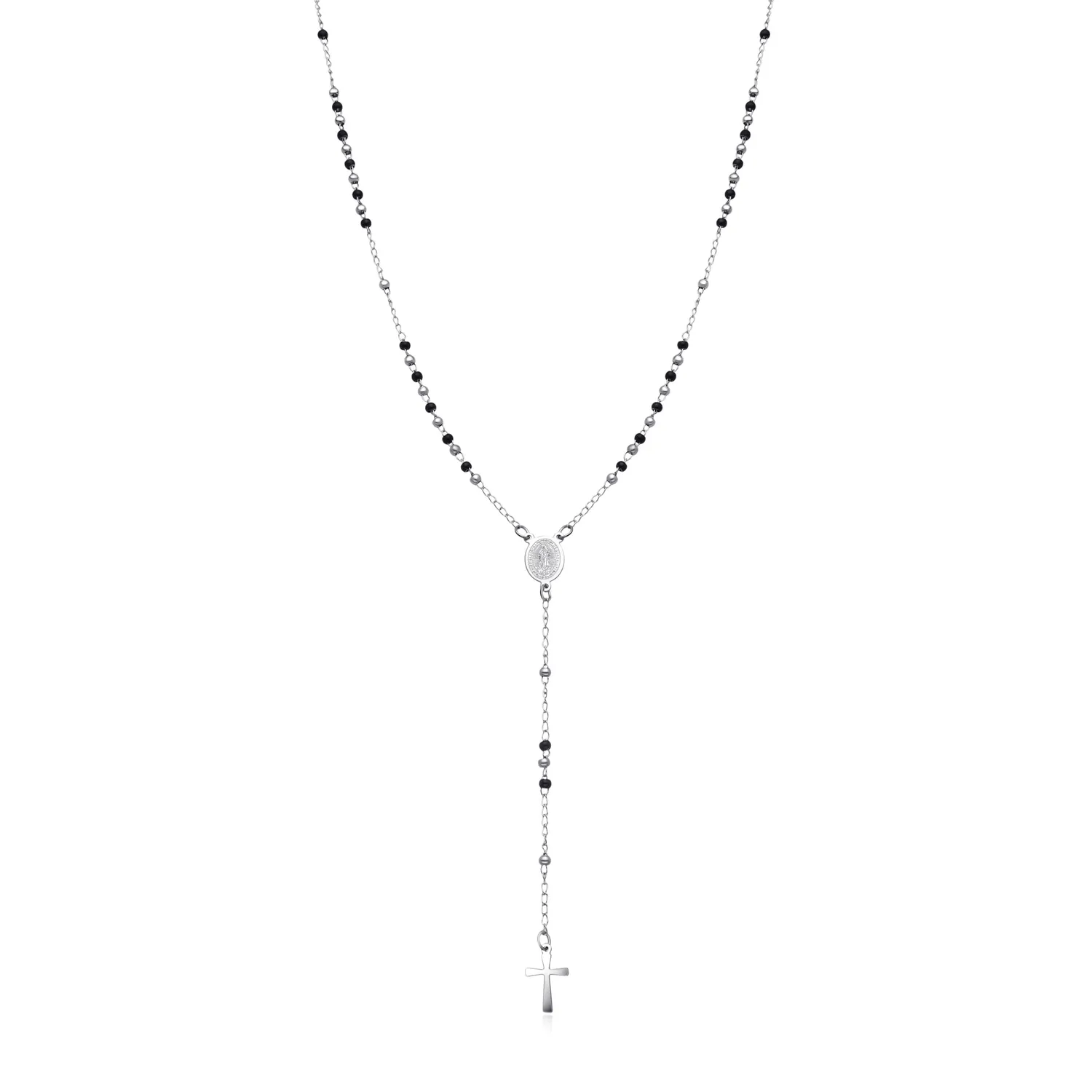 Dada Gioielli Collana Rosario Acciaio Argento e Nero