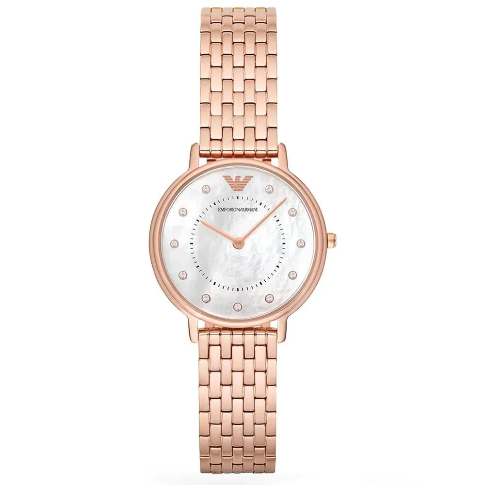 Emporio Armani orologio donna oro rosa glitter bianco
