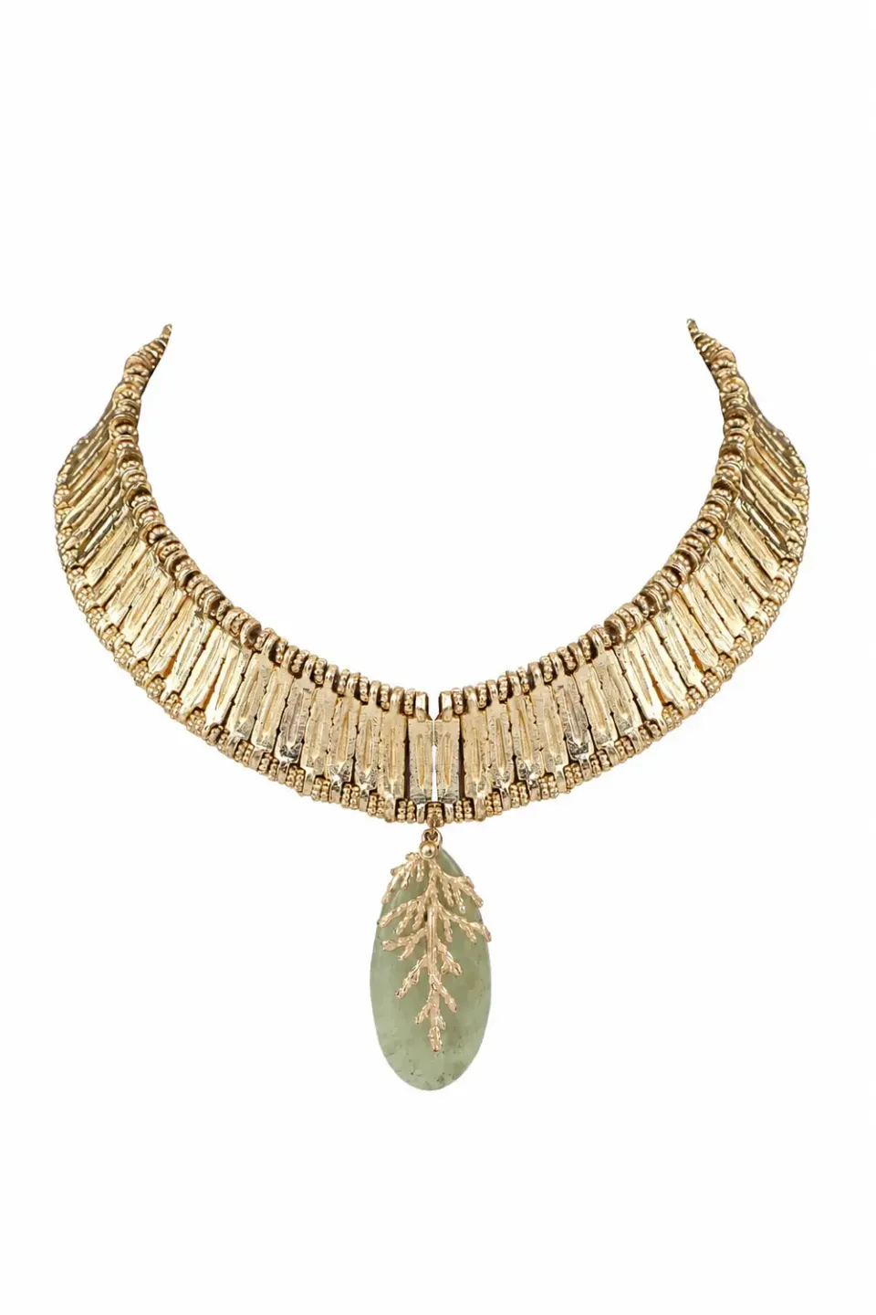 House of Tuhina Leaf Stone Qabeela choker grigio argento