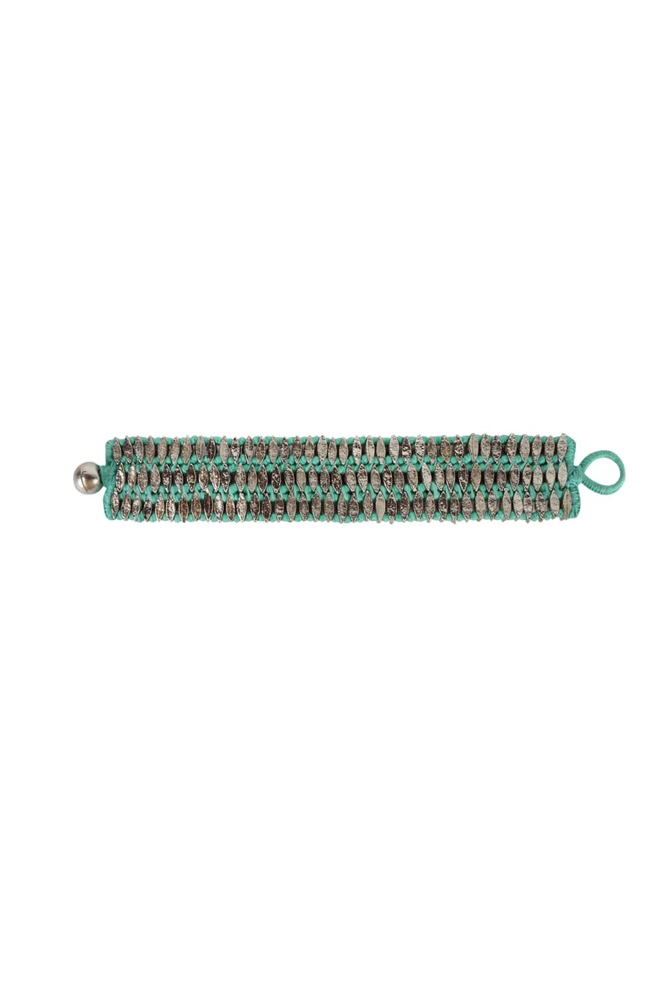 House of Tuhina Nabila Leaf bracciale largo foglia argento