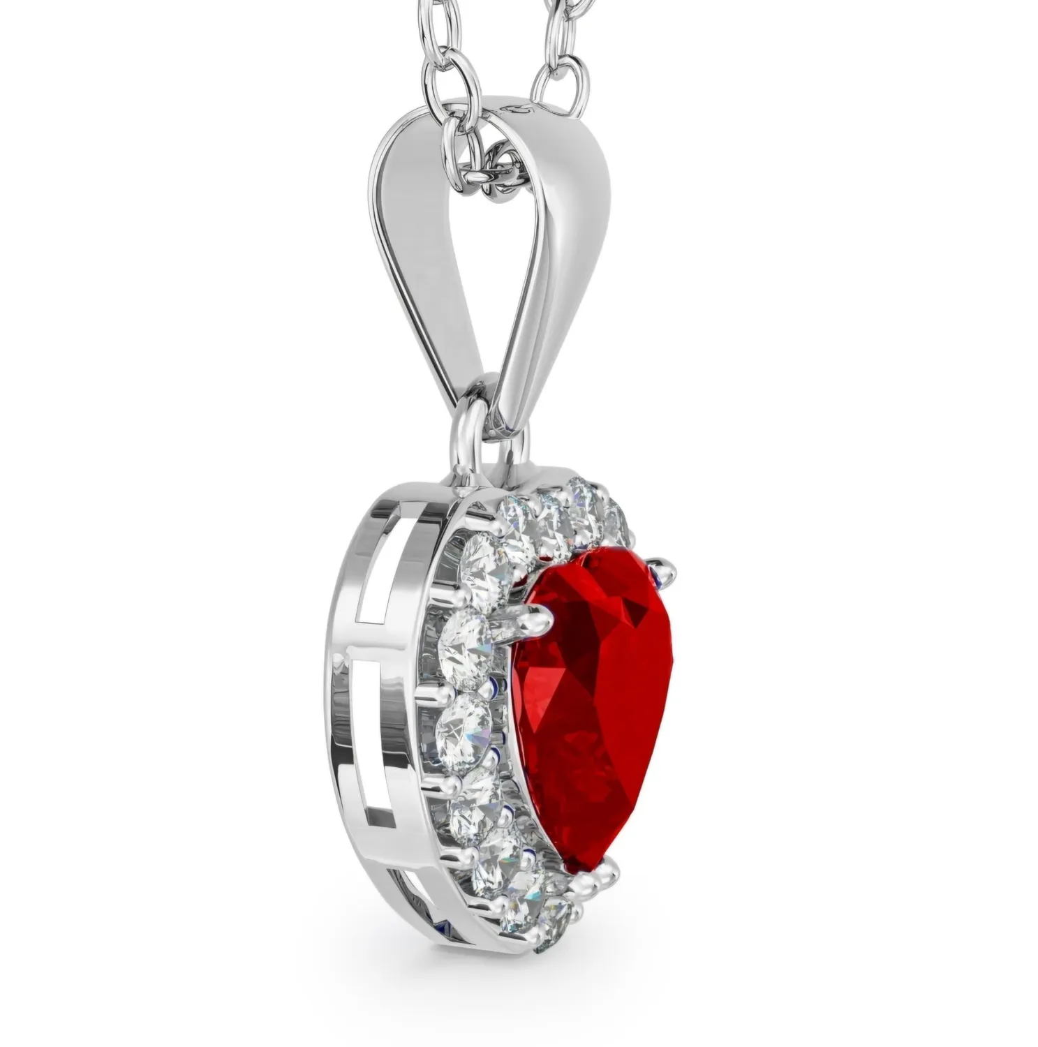 Dada Gioielli Collana Cuore 9mm Argento 925 Rosso Rubino
