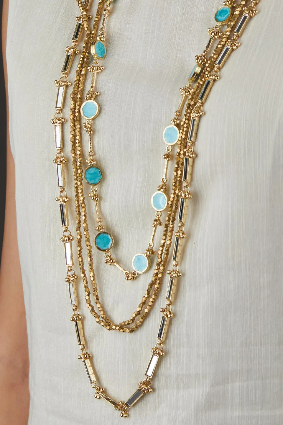 House of Tuhina Mirror Enamel collana multistrato oro