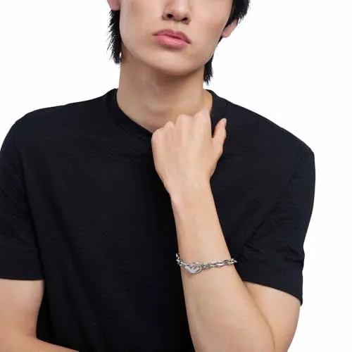 Emporio Armani Bracciale Uomo Nero e Acciaio Toggle