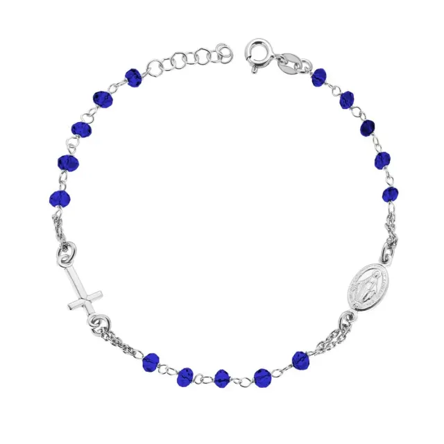 Ornamenta Medaglia Miracolosa bracciale argento cristalli blu