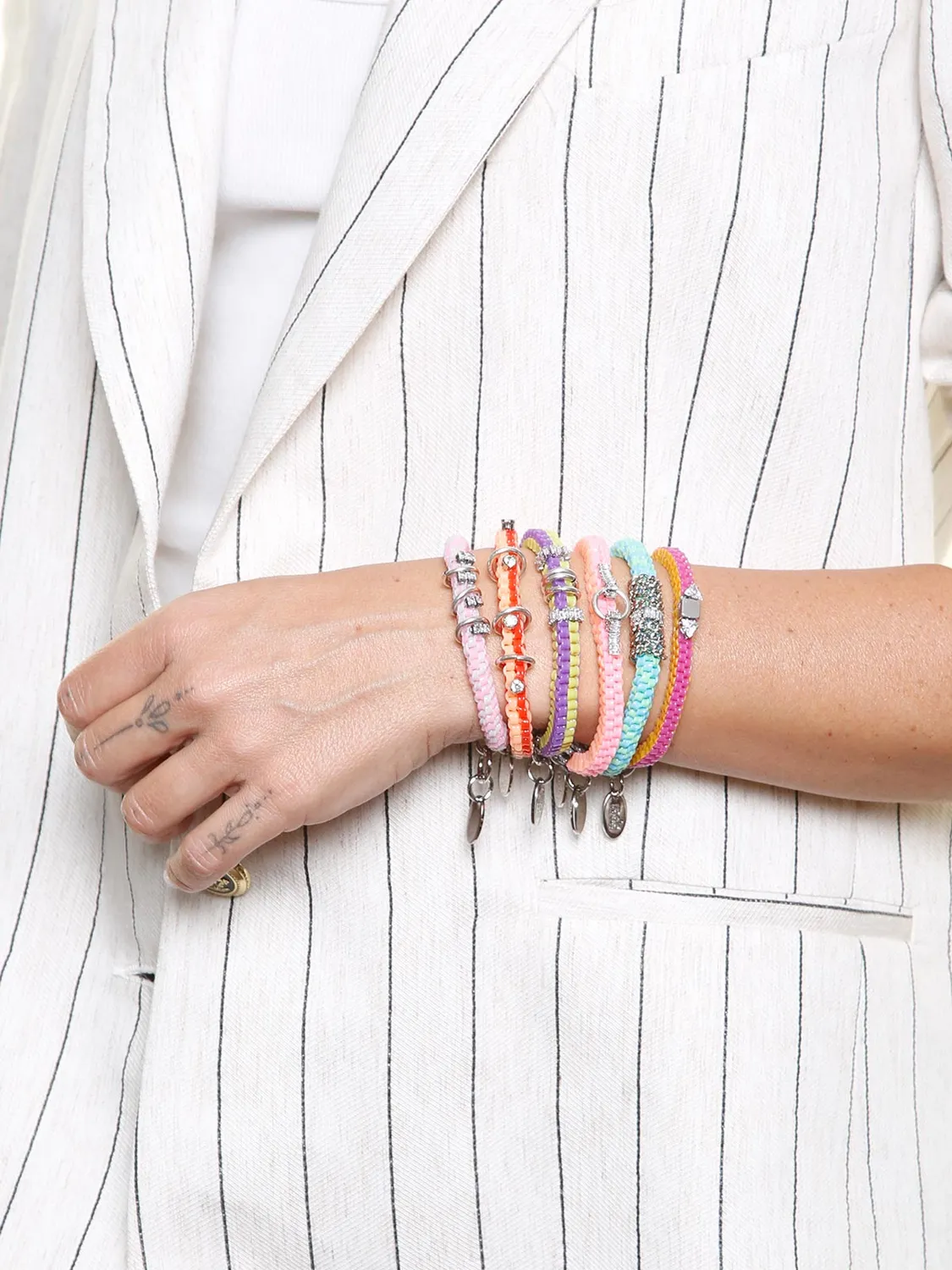 Rada Scoubidou Bracciale Turchese Verde intrecciato con cristalli