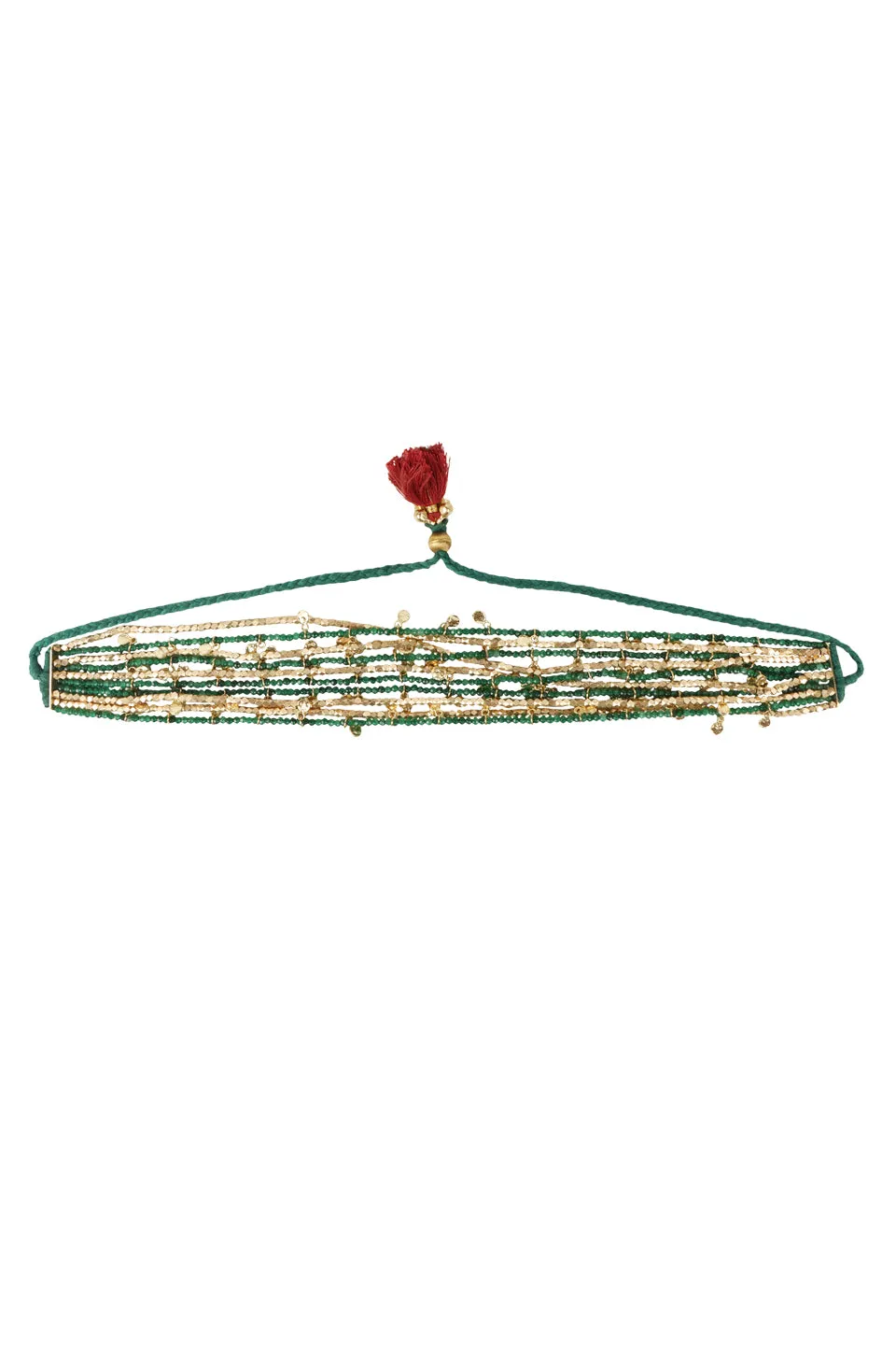 House of Tuhina Baisa Gold Gamini collana verde nero