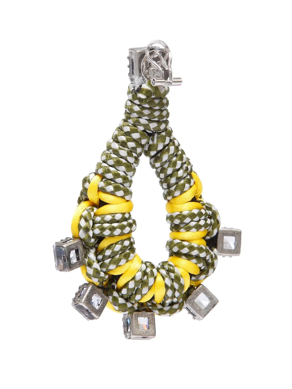 Rada Tubolare Vichy orecchini pendenti verde giallo clip