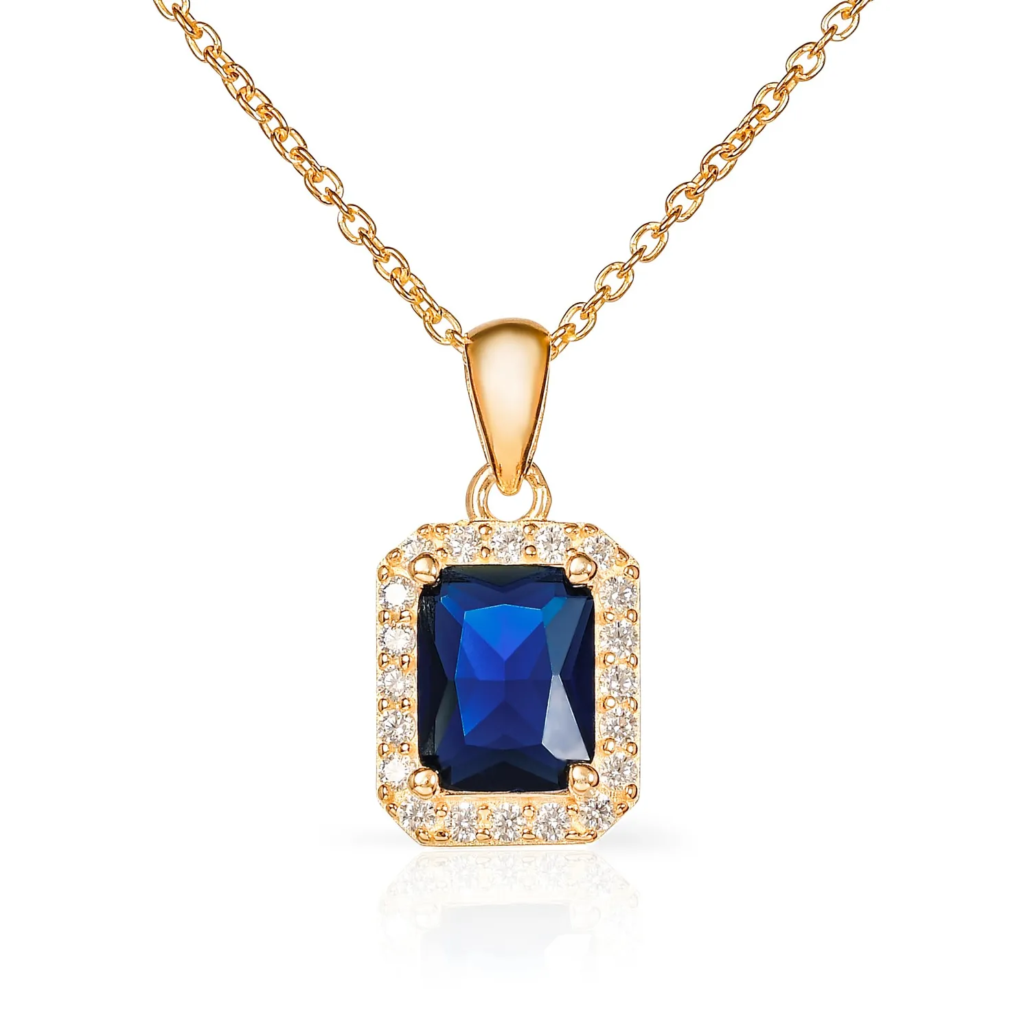 Diamond Treats Collana Argento Zirconi Verdi Rettangolo Oro