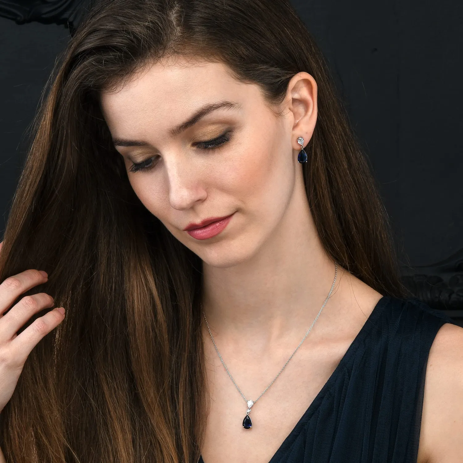 Diamond Treats orecchini pendenti argento zirconia blu