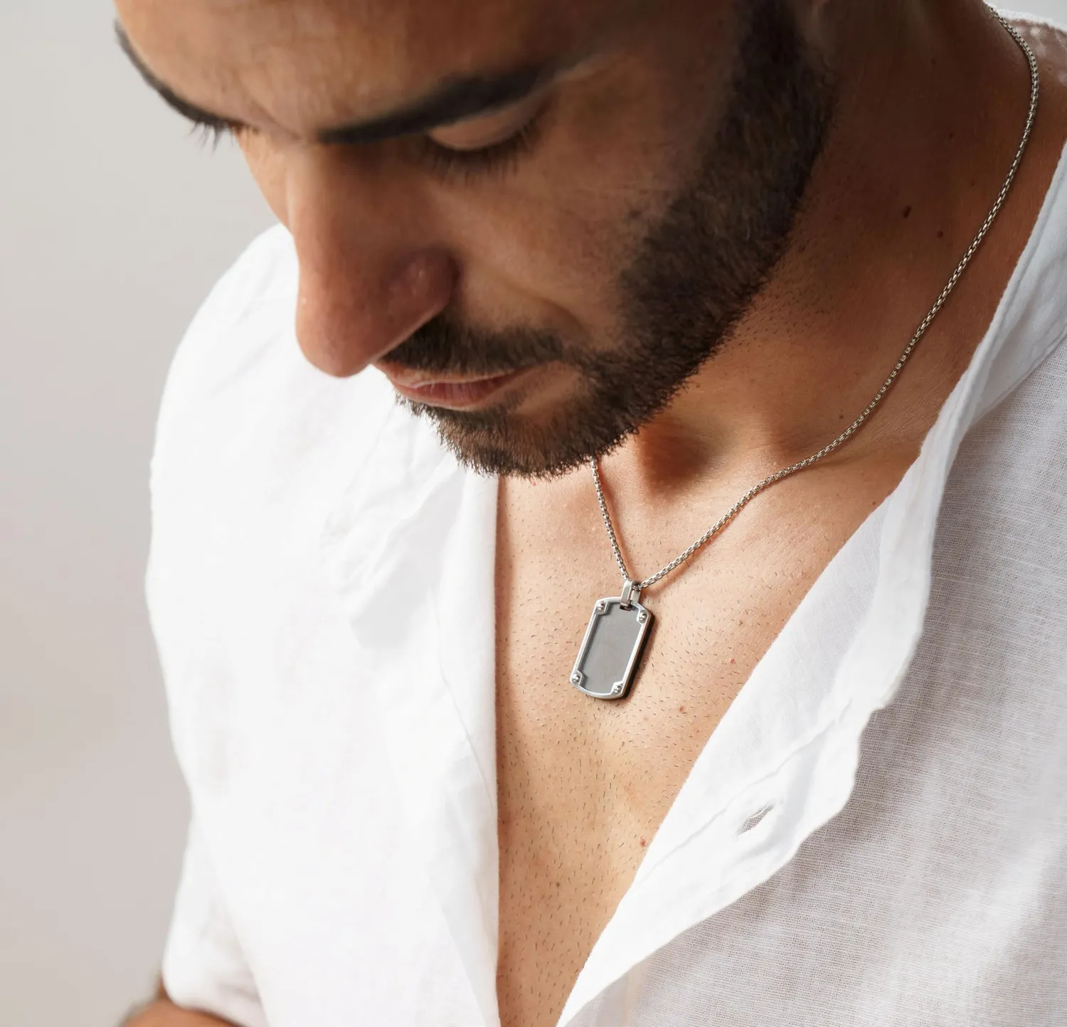 Dada Gioielli Piastrina Militare Collana Uomo Nero Acciaio