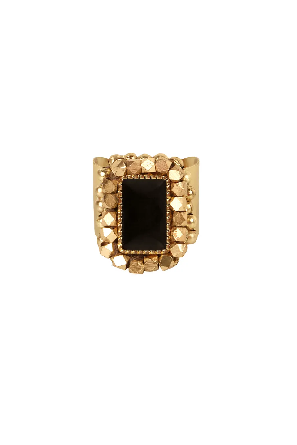 House of Tuhina Maya anello nero collezione oro