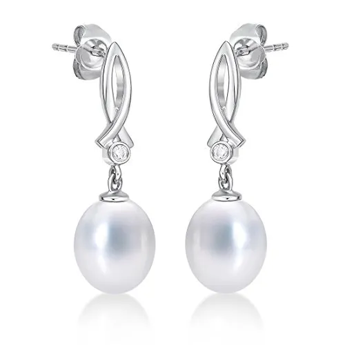 Diamond Treats Orecchini Perle Oro Bianco 9K con Zirconi