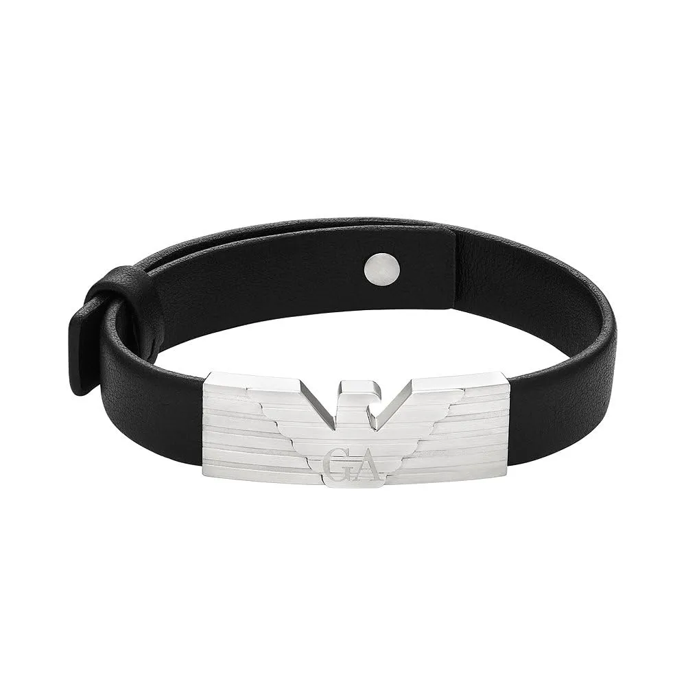 Emporio Armani Set Uomo Orologio Pelle Nera Bracciale Acciaio
