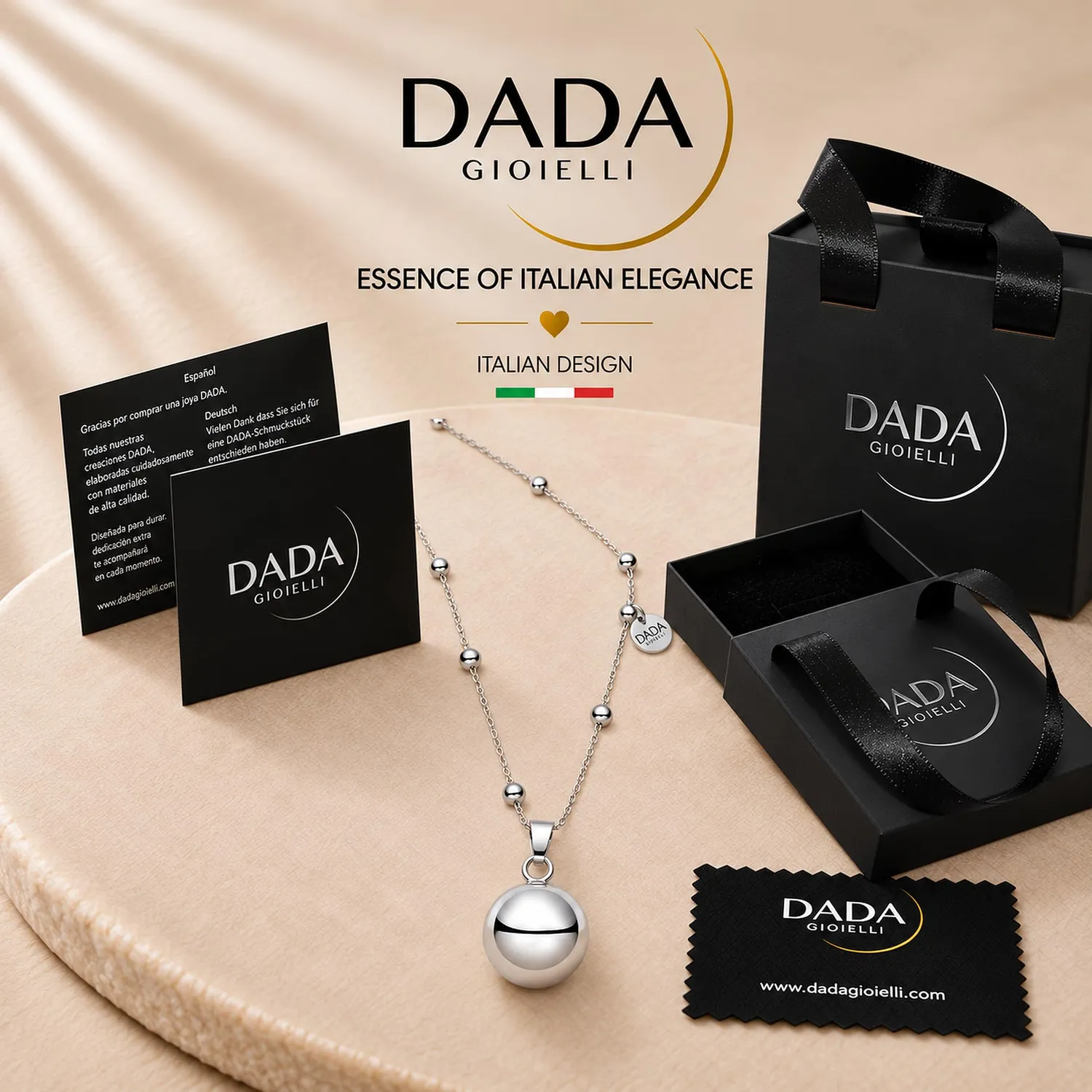 Dada Gioielli collana chiama angeli sfera acciaio sonora