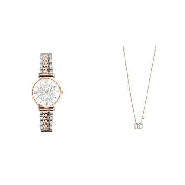Emporio Armani set orologio e collana donna acciaio bicolore
