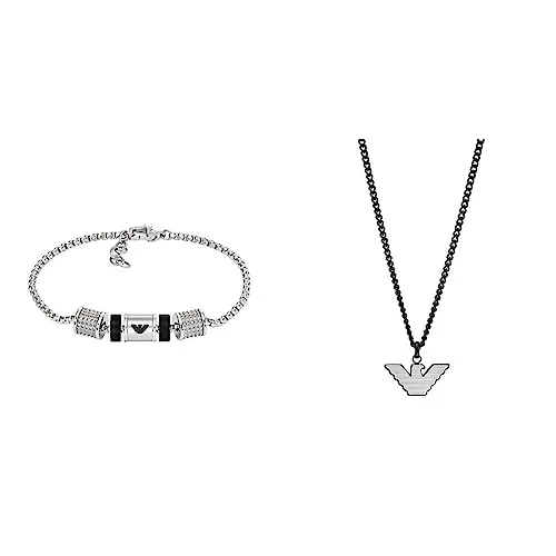 Emporio Armani EGS2994040 EGS2999040 set collana bracciale uomo acciaio