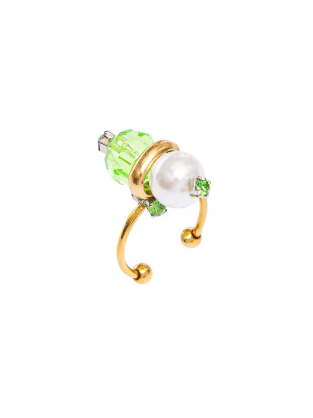 Rada Perla e Plexi anello verde con strass