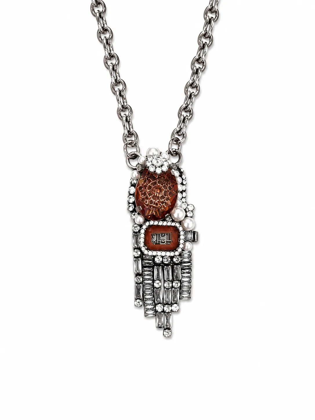 Rada Chain Crystal collana pietra ovale ambra